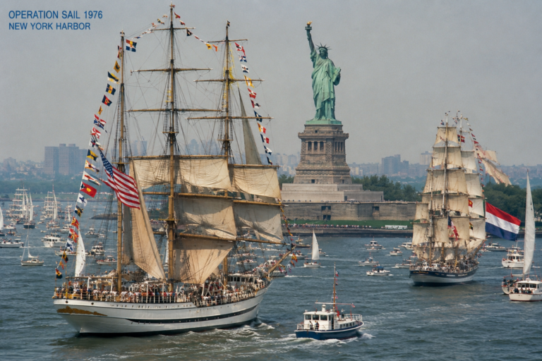 Tall Ships in New York Harbor commemorating America’s 250th anniversary and the connection to Coastal Florida real estate